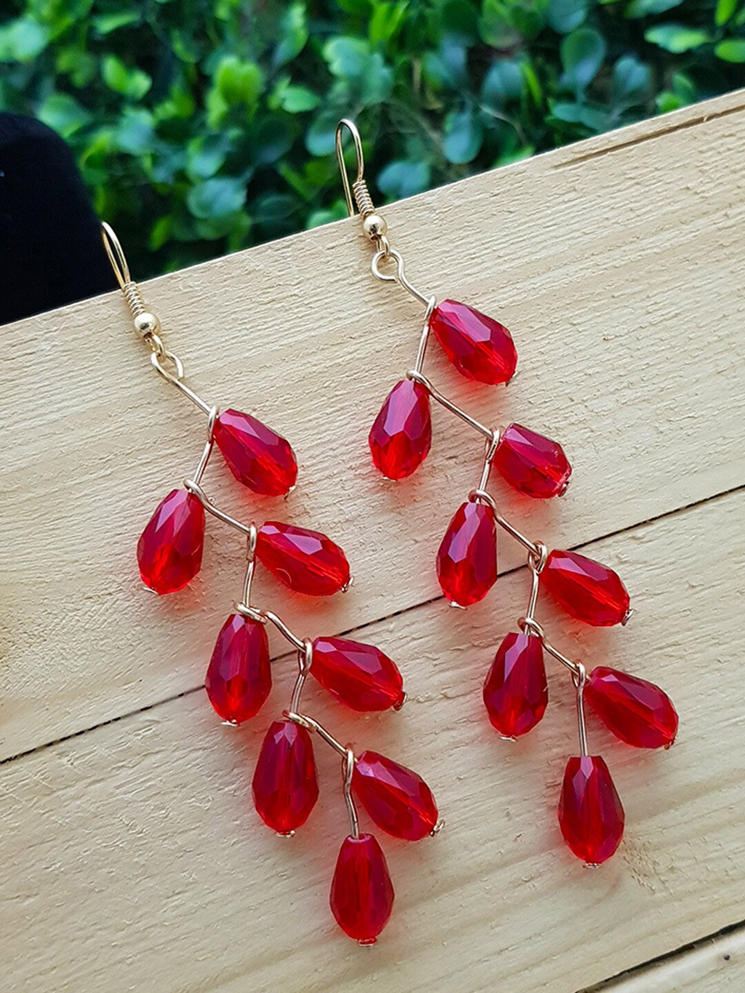 

GRIIHAM Red Contemporary Drop Earrings