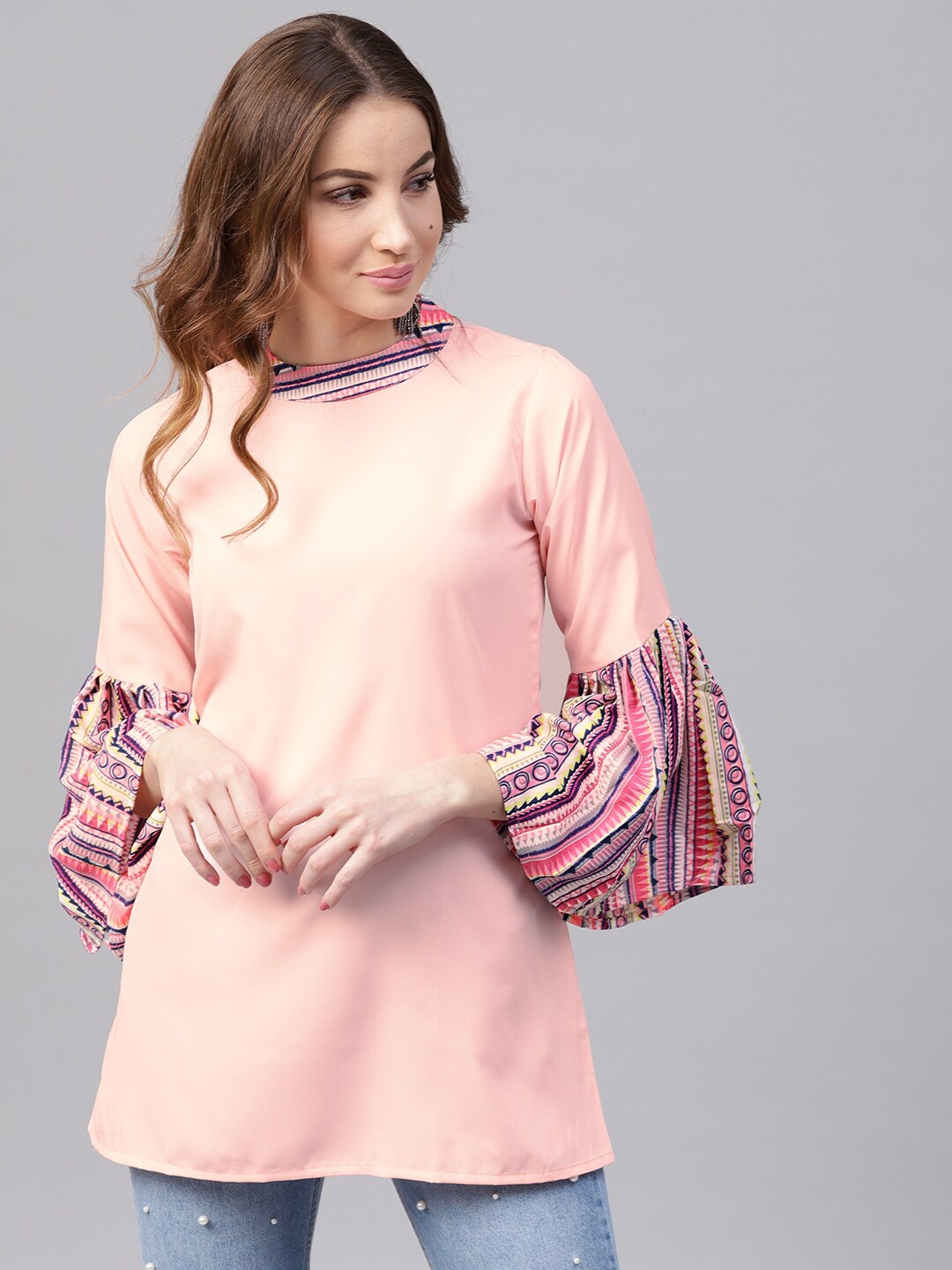 

AASI - HOUSE OF NAYO Women Pink & Blue Polyester Tunic