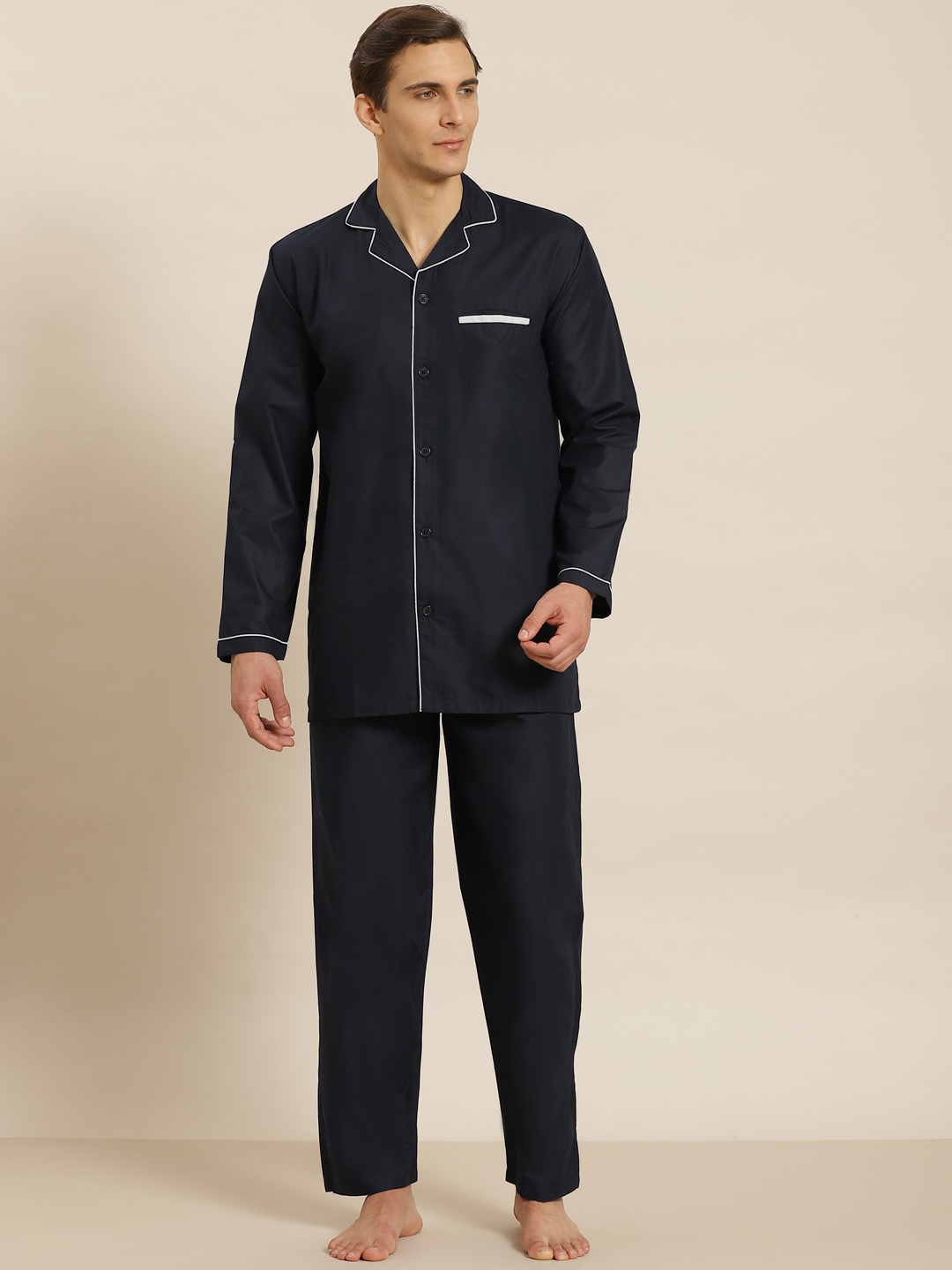 

SOJANYA Men Navy Blue Cotton Night suit