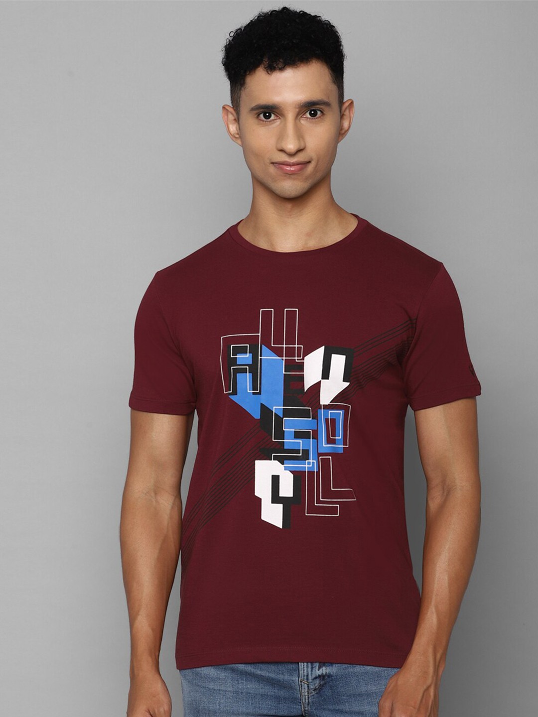 

Allen Solly Sport Men Maroon & Blue Printed T-shirt