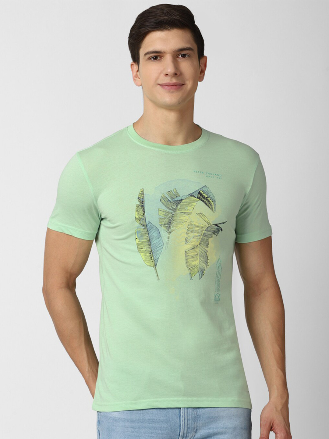 

Peter England Casuals Men Green Typography Printed Slim Fit T-shirt