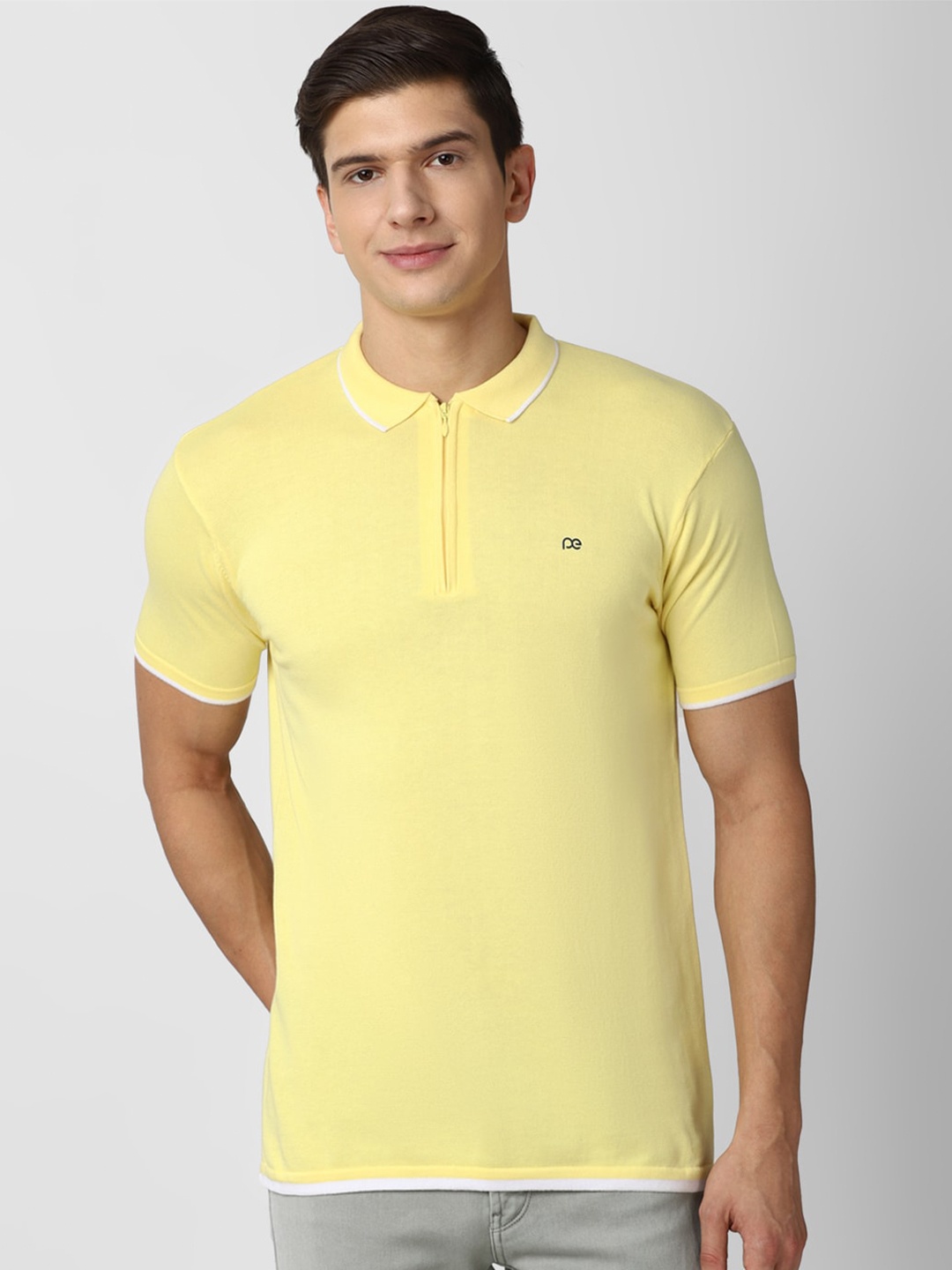 

Peter England Casuals Men Yellow Polo Collar Slim Fit Cotton T-shirt