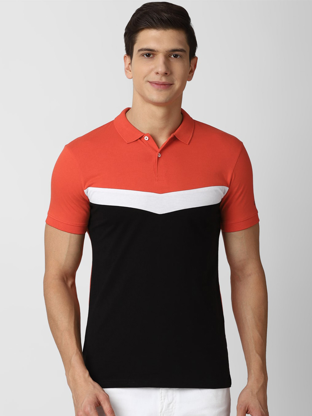 

Peter England Casuals Men Black & Red Polo Collar Slim Fit T-shirt 60% Cotton