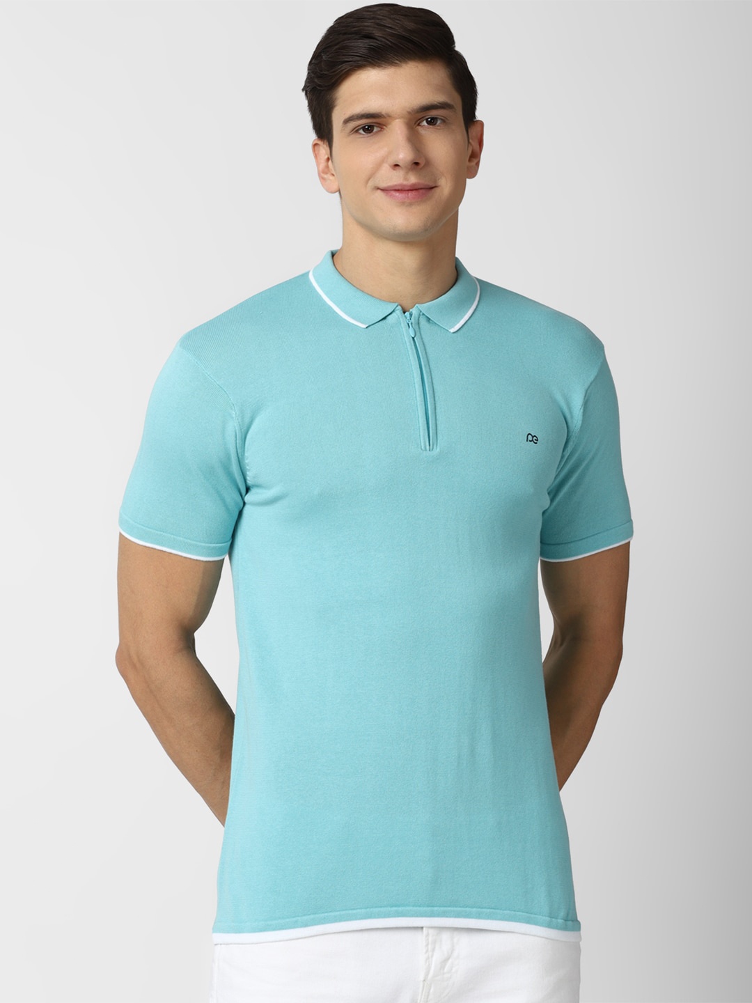 

Peter England Casuals Men Green Polo Collar Slim Fit Pure Cotton T-shirt
