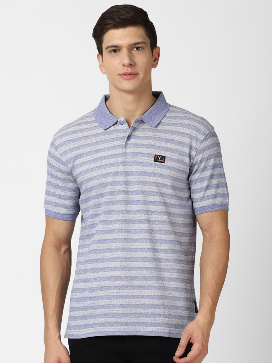

Van Heusen Sport Men Blue Striped Polo Collar T-shirt 100% Cotton