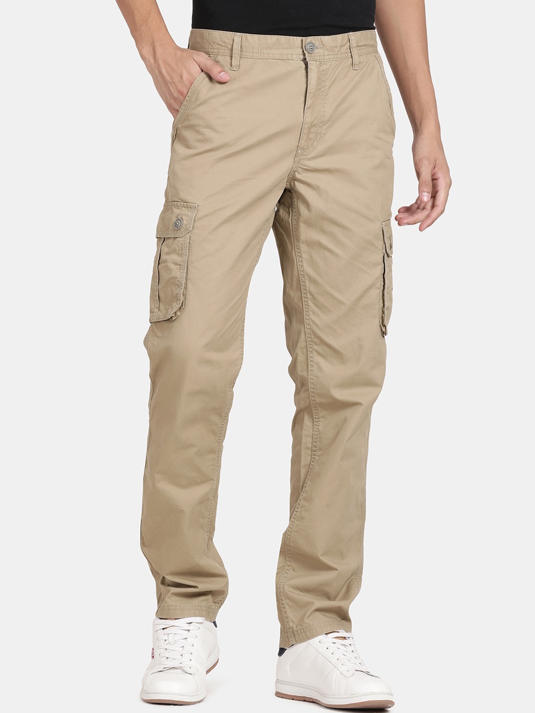 

t-base Men Khaki Easy Wash Cargos Trousers