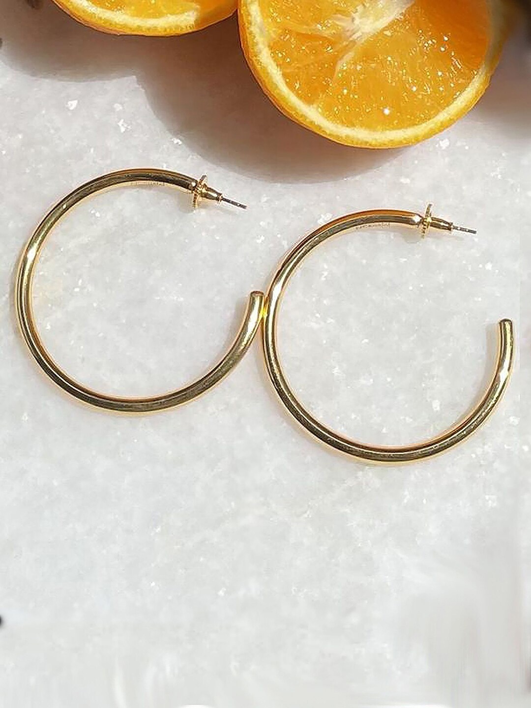 

MNSH Gold-Toned Circular Half Hoop Earrings