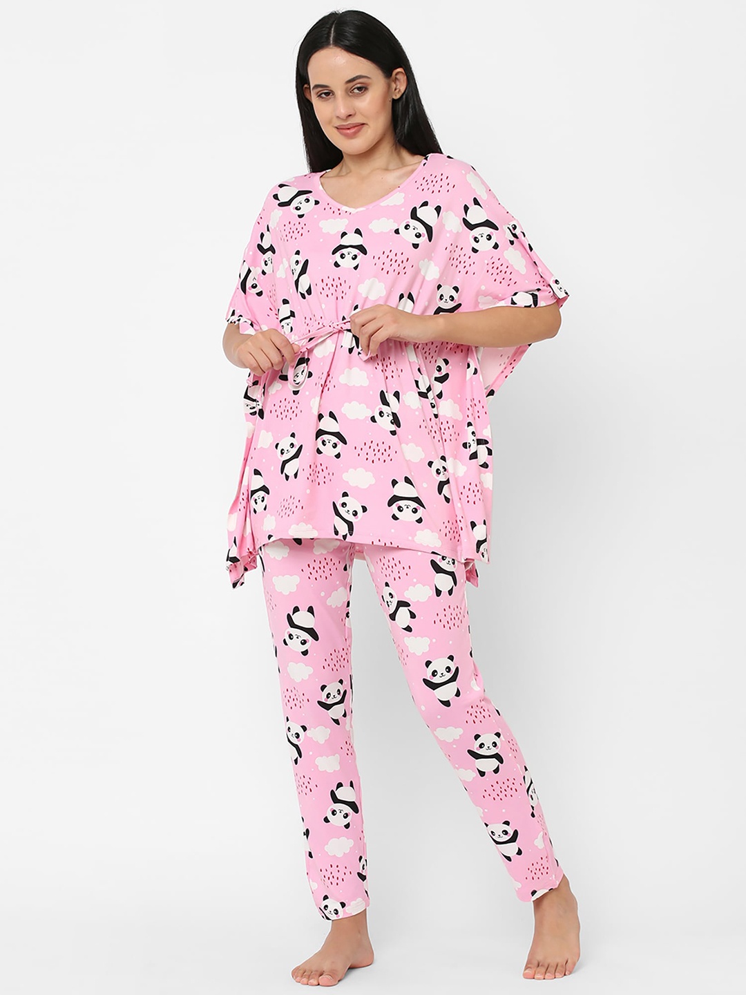 

Sweet Dreams Women Pink & Black Printed Night suit