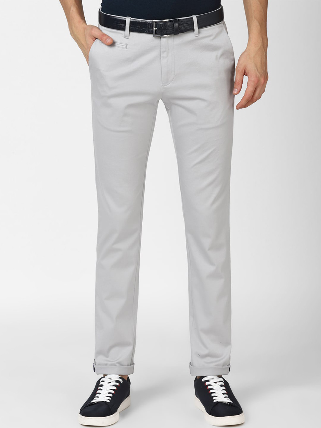 

V Dot Men Grey Slim Fit Chinos Trousers