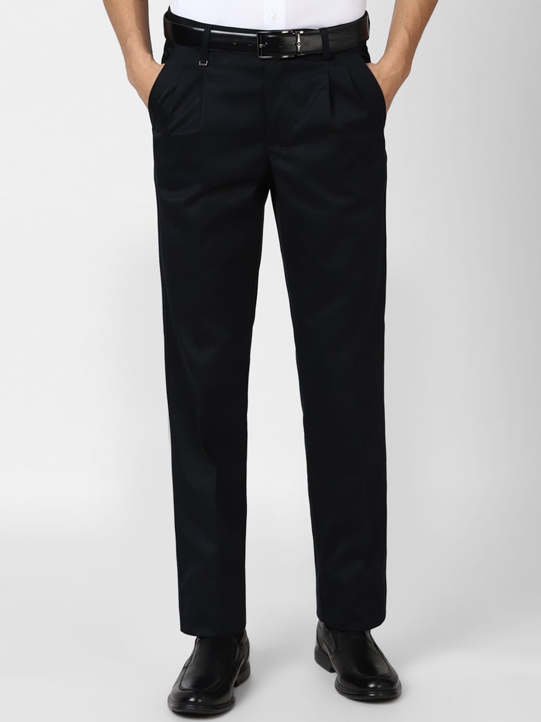 

Van Heusen Men Black Pleated Trousers