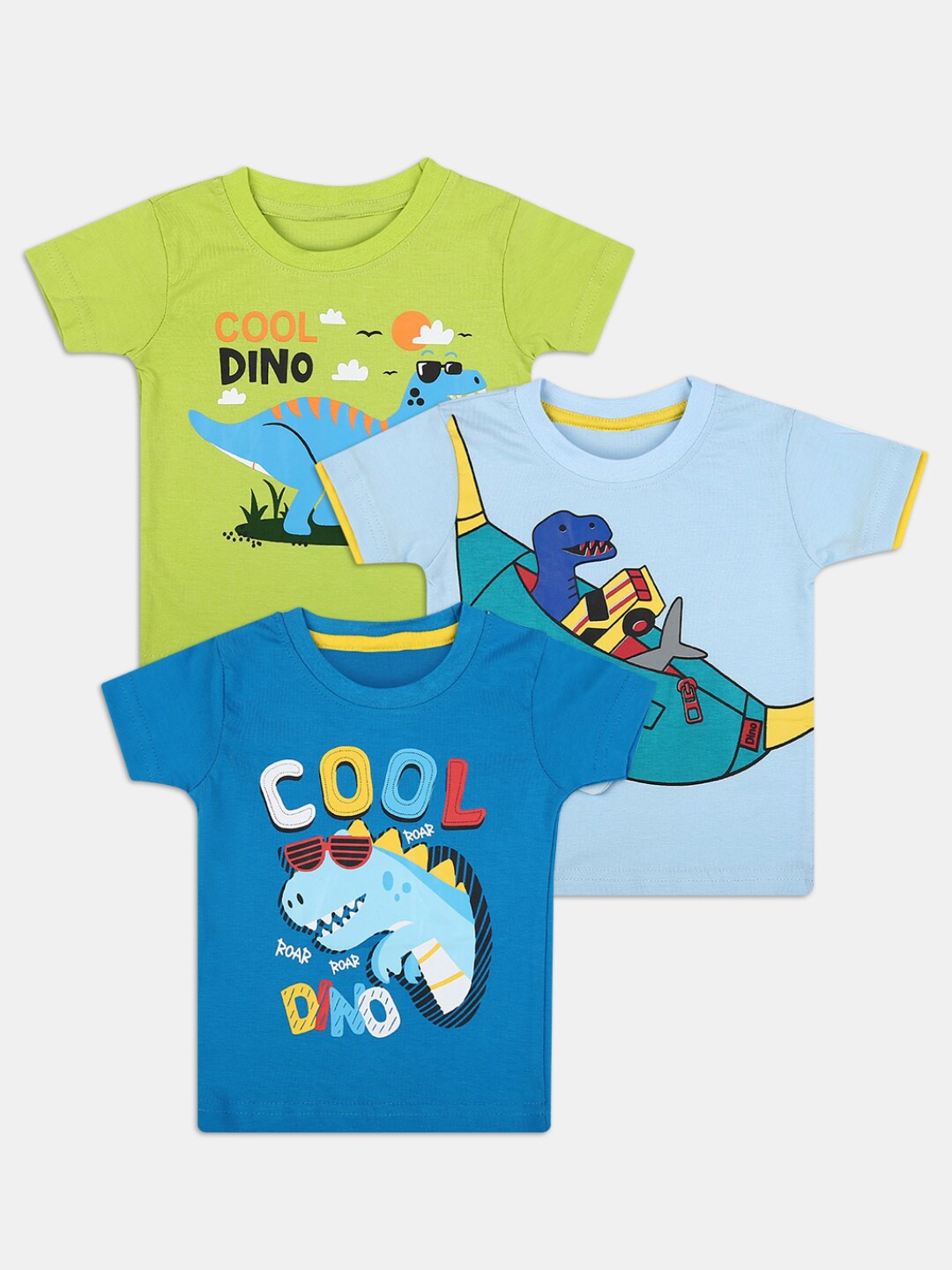 

V-Mart Kids Blue & Green Pack Of 3 Typography Printed T-shirt