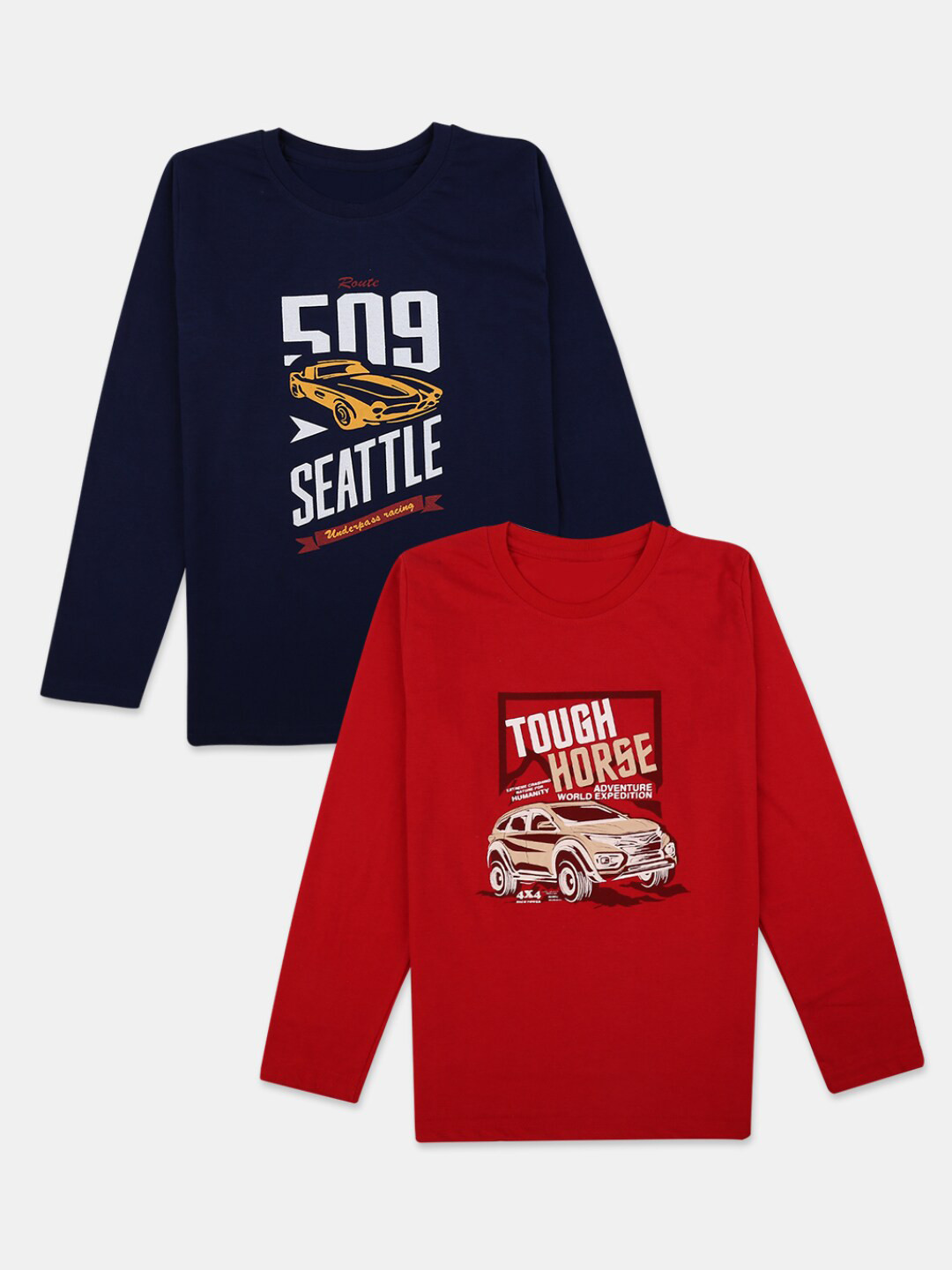 

V-Mart Boys Pack of 2 Printed T-shirts, Navy blue