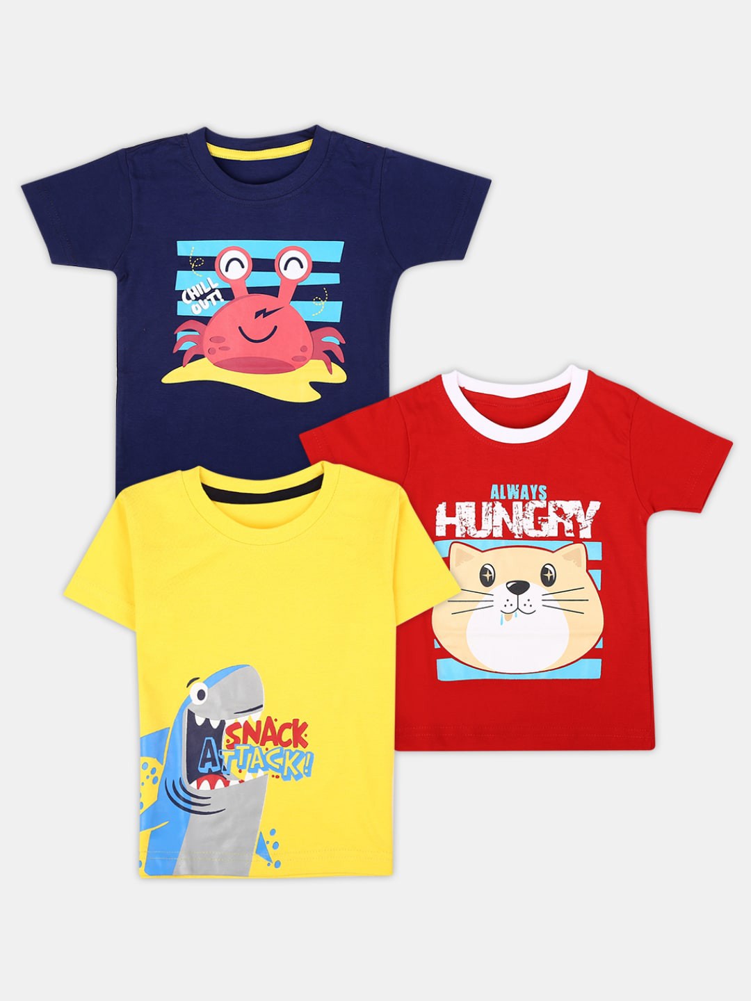 

V-Mart Kids Yellow 2 Printed Applique T-shirt