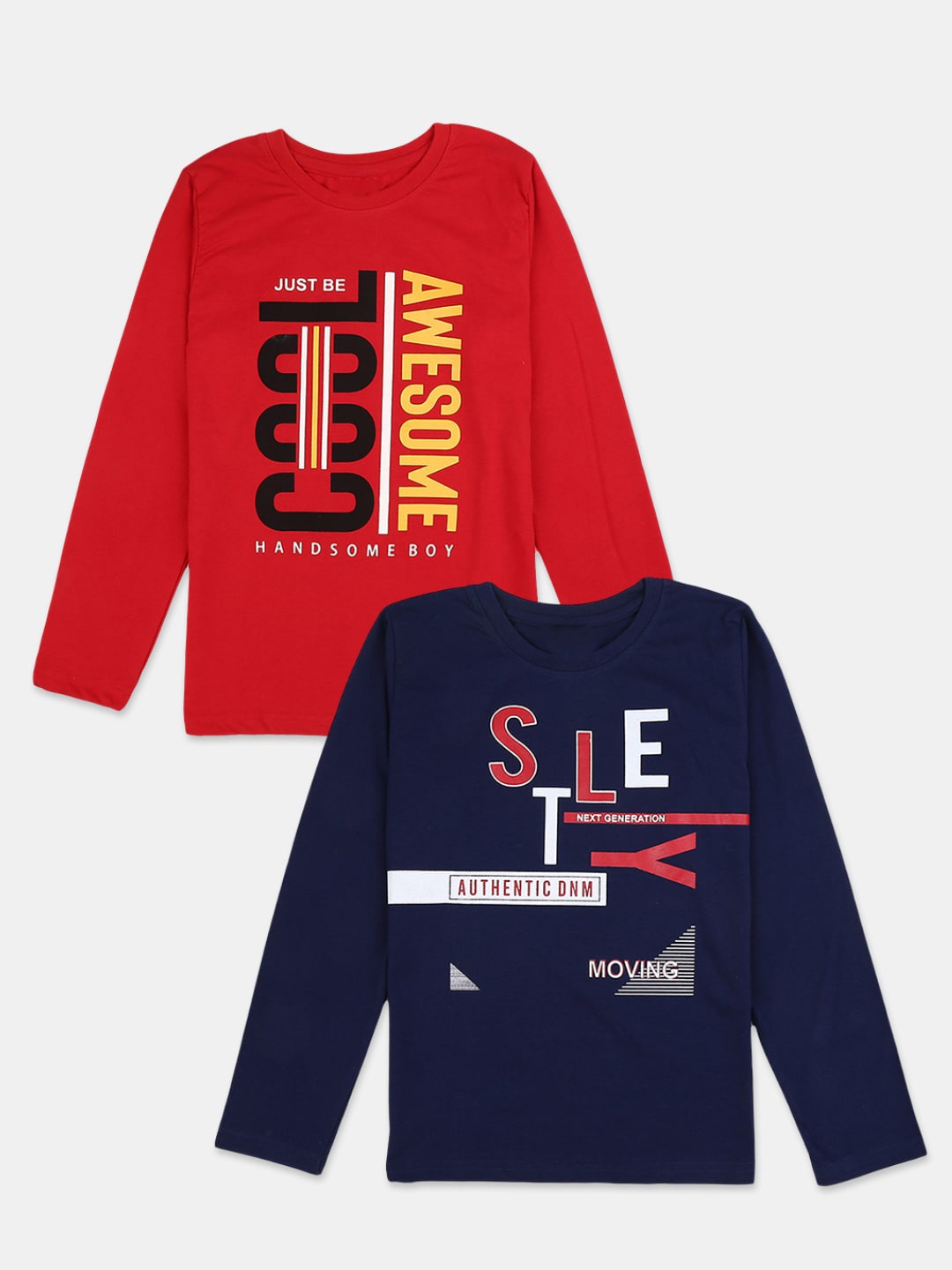 

V-Mart Boys Pack of 2 Navy Blue & Red Typography Printed T-shirt