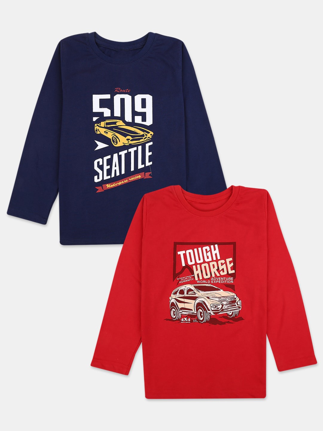 

V-Mart Boys Navy Blue & Red Pack Of 2 Typography Printed T-shirt