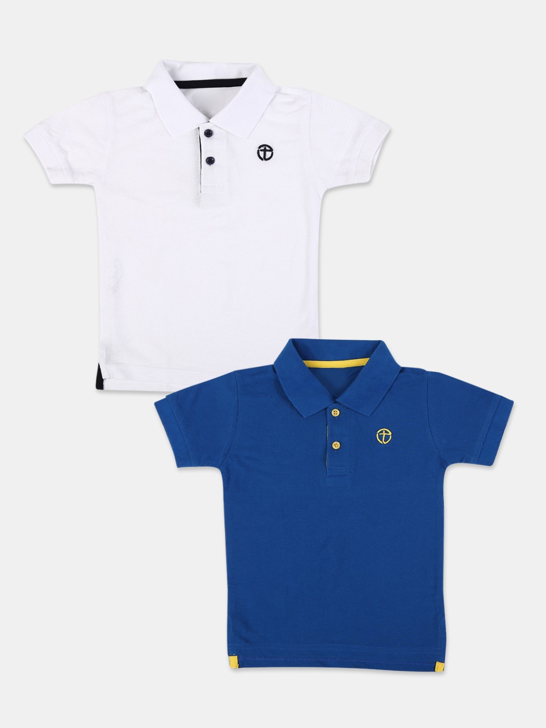 

V-Mart Pack of 2 Boys Navy Blue & White Cotton Polo Collar T-shirt