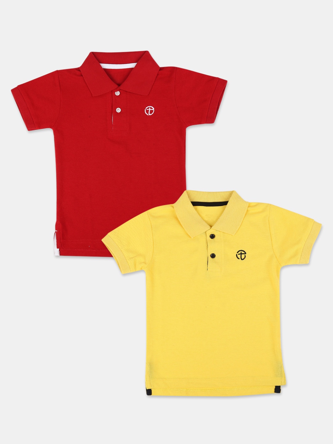 

V-Mart Boys Pack of 2 Solid Polo Collar T-shirts, Yellow