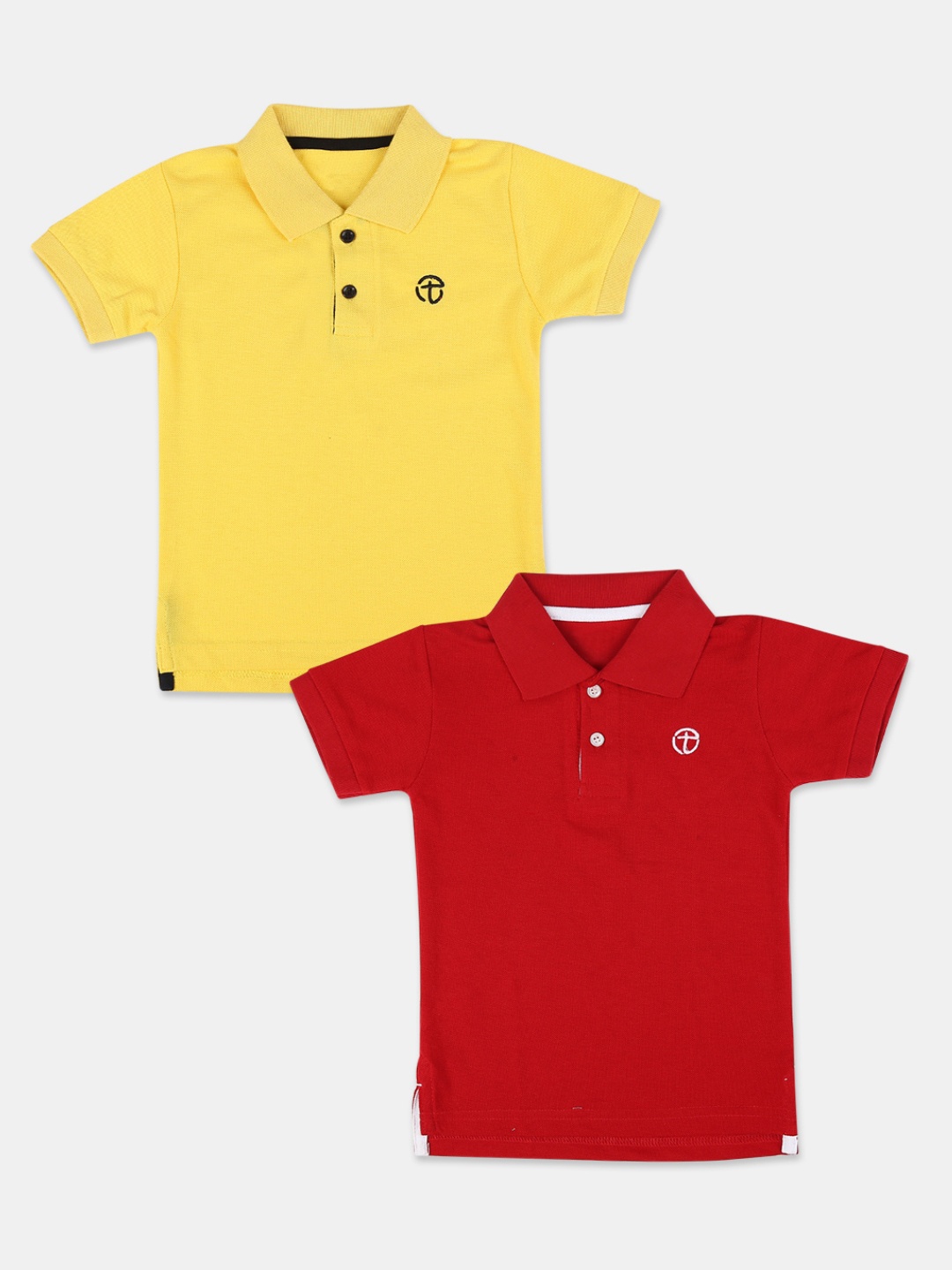 

V-Mart Boys Pack of 2 Yellow & Red Polo Collar Cotton T-shirt