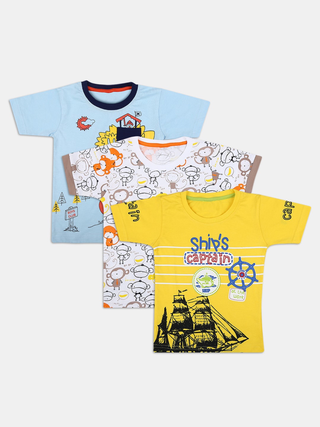 

V-Mart Kids Pack of 3 Printed T-shirt, Yellow