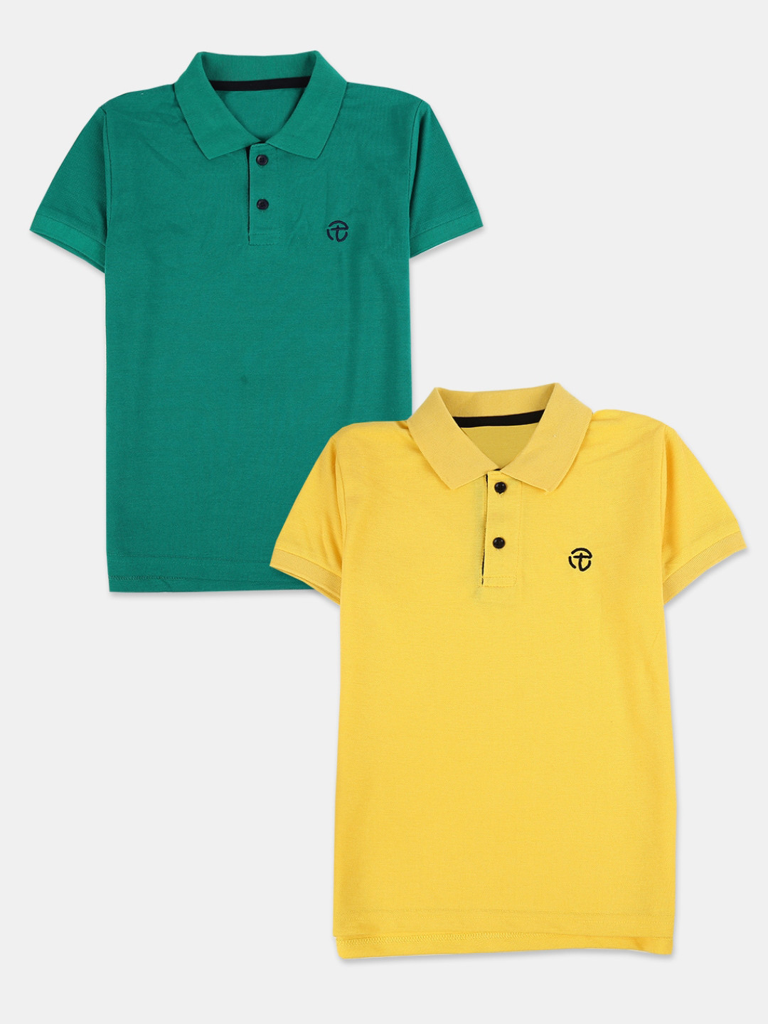 

V-Mart Boys Pack of 2 Yellow & Green Polo Collar T-shirts