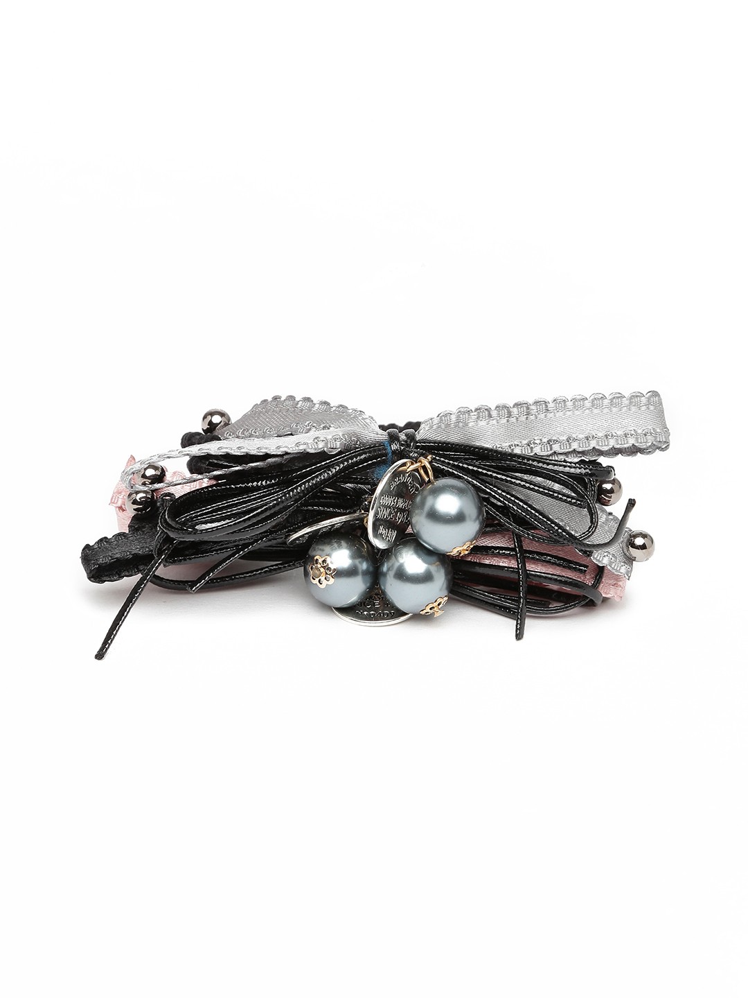 

Golden Peacock Set of 2 Black Beaded Hairbands