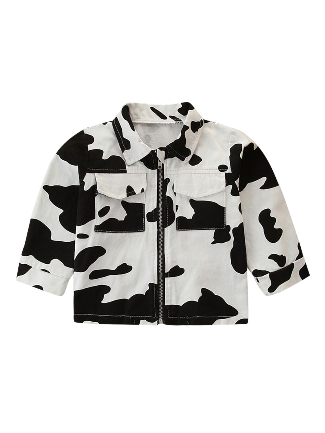 

Hopscotch Girls White Geometric Striped Crop Open Front Jacket
