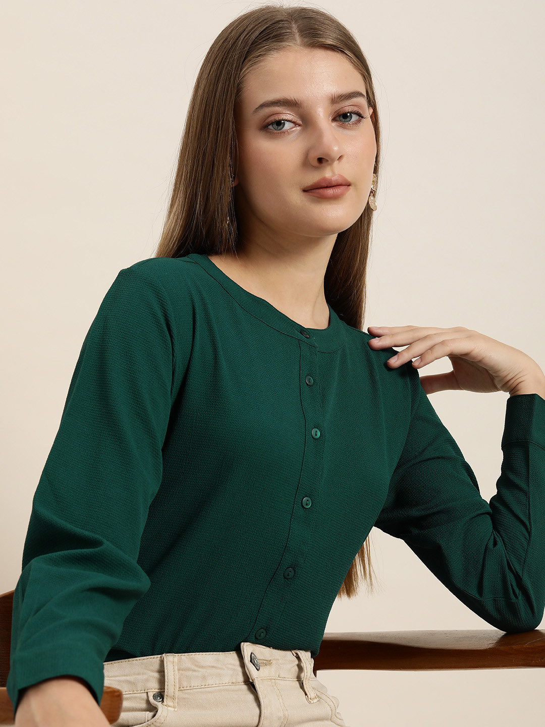

her by invictus Green Shirt Style Top