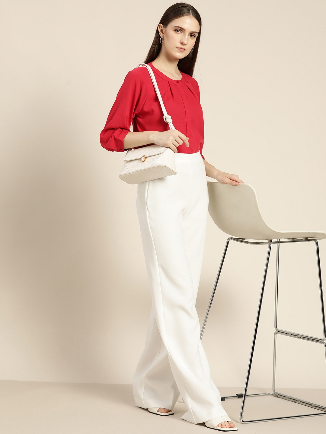 

INVICTUS Women Red Solid Shirt Style Top