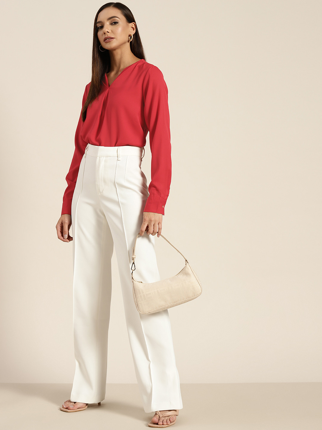 

INVICTUS Women Red Solid Shirt Style Top