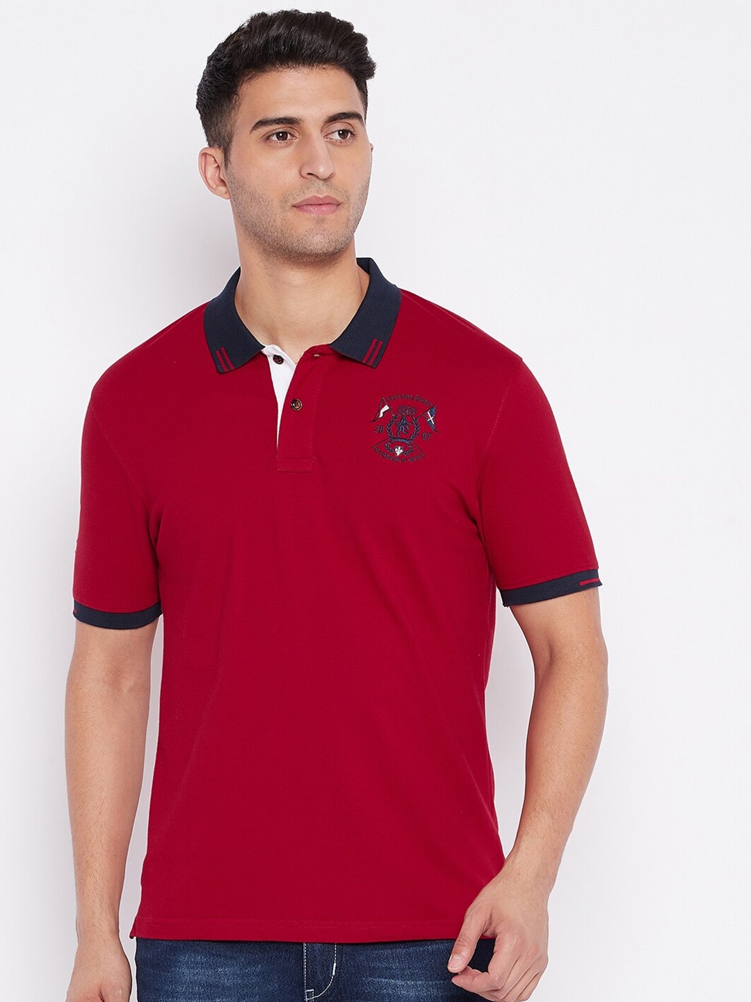 

HARBOR N BAY Men Red Polo Collar T-shirt