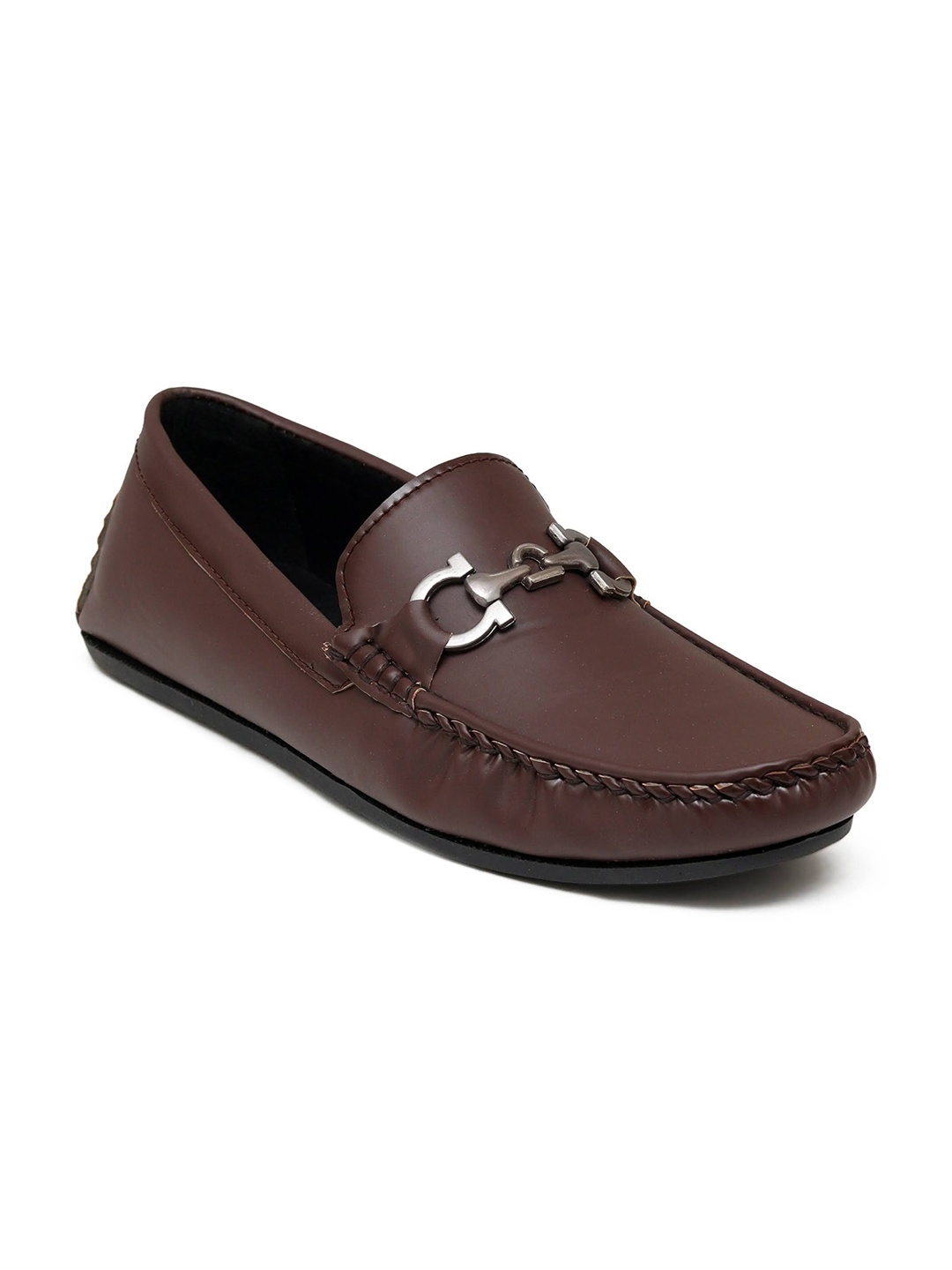 

Ferraiolo Men Brown Solid Buckles Loafers