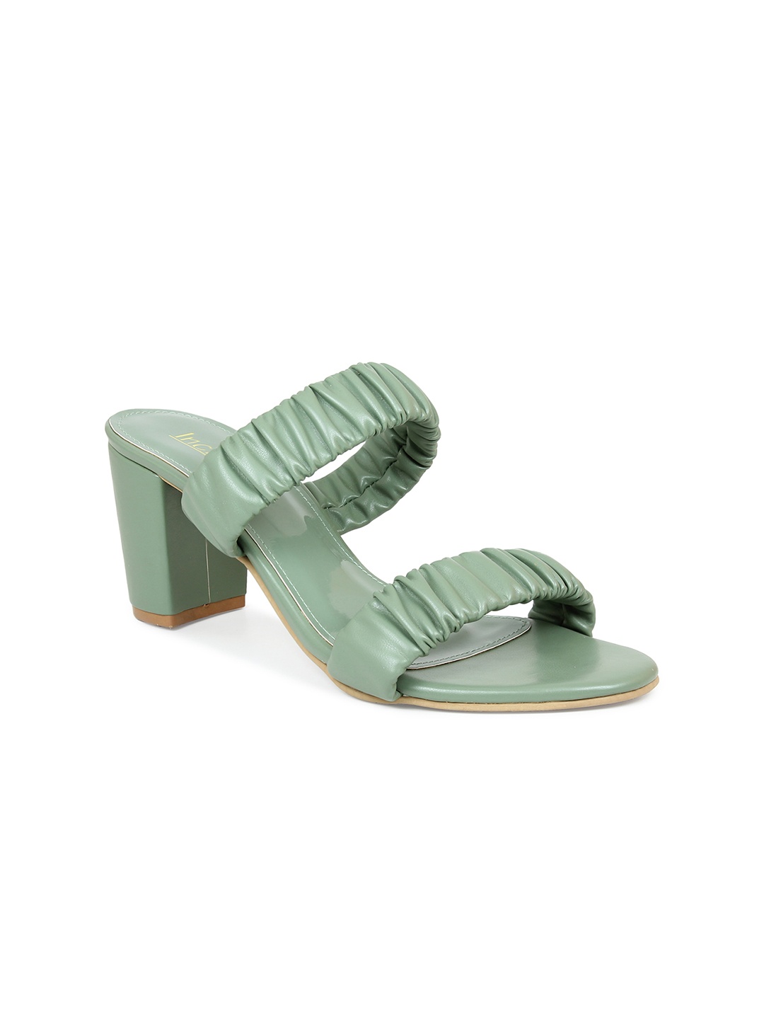 

Inc 5 Green Textured Open-Toe Block Heels