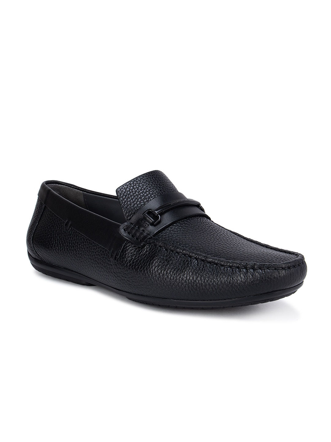 

ROSSO BRUNELLO Men Black Textured Leather Loafers