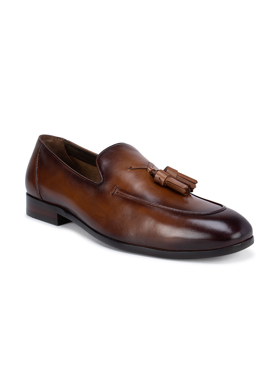 

ROSSO BRUNELLO Men Tan Brown Leather Loafers