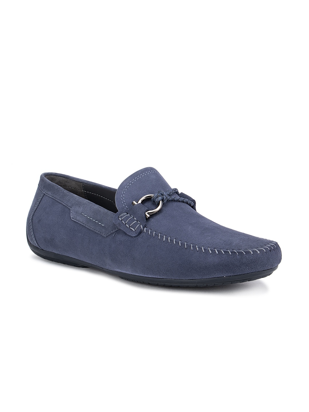 

ROSSO BRUNELLO Men Navy Blue Perforations Leather Loafers