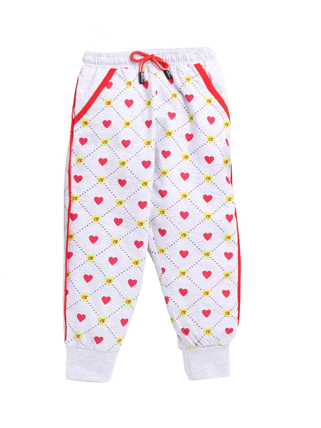 

Hopscotch Girls White & Red Printed Joggers