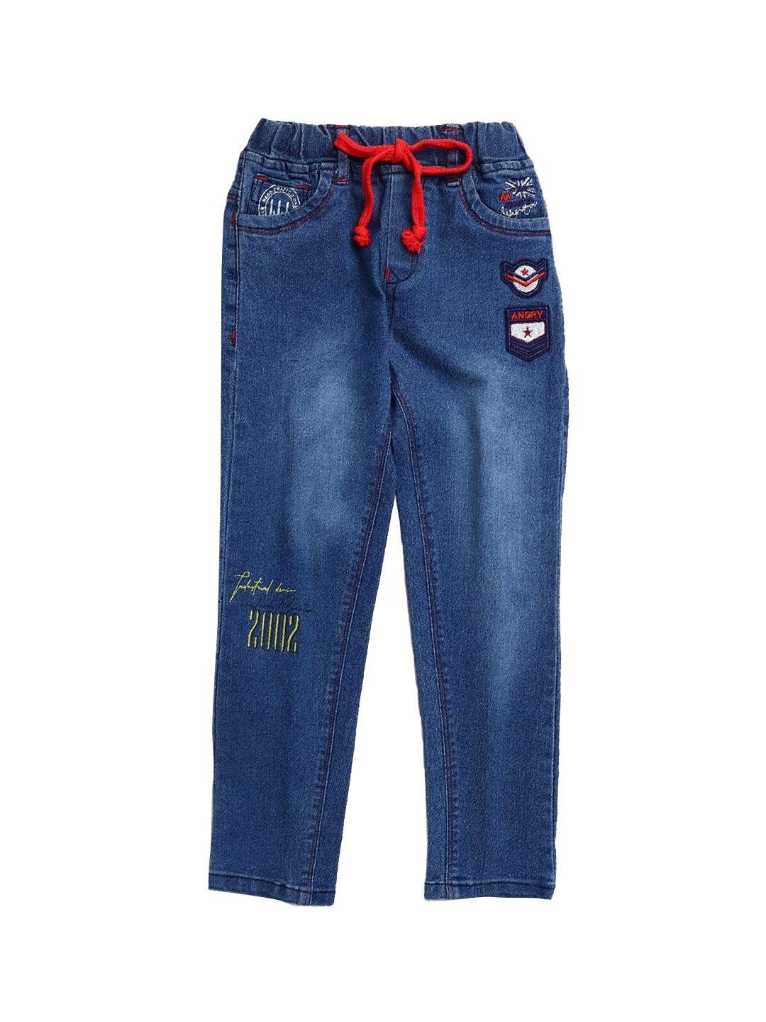 

Hopscotch Boys Blue Texts Prints Low Distress Light Fade Stretchable Jeans