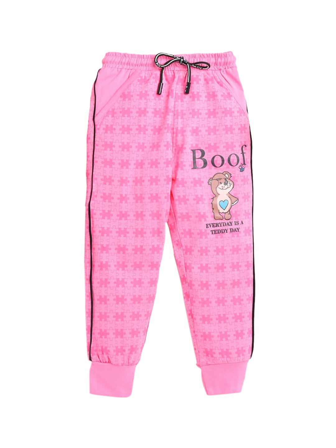 

Hopscotch Girls Pink Graphic Printed Joggers