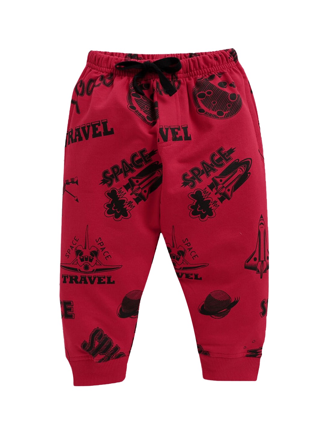 

Hopscotch Boys Red Typography Printed Track Pants