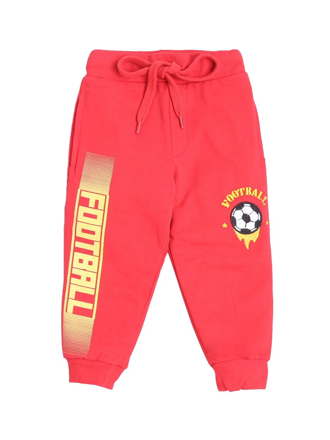 

Hopscotch Boys Red Typography Printed Joggers