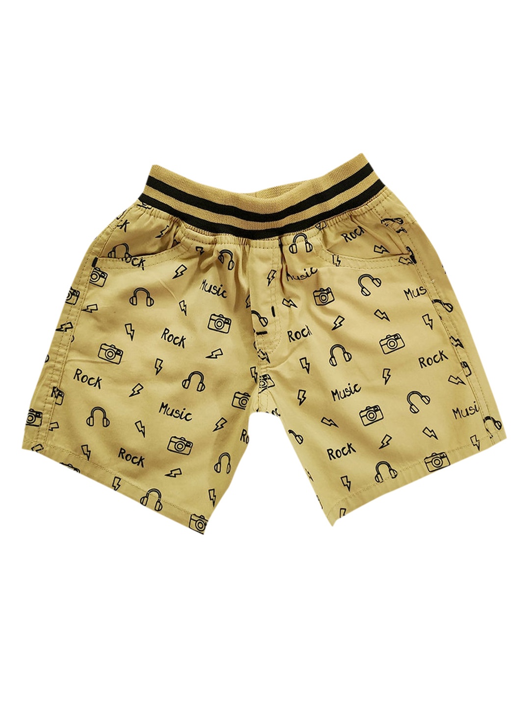 

Hopscotch Boys Khaki Printed Shorts