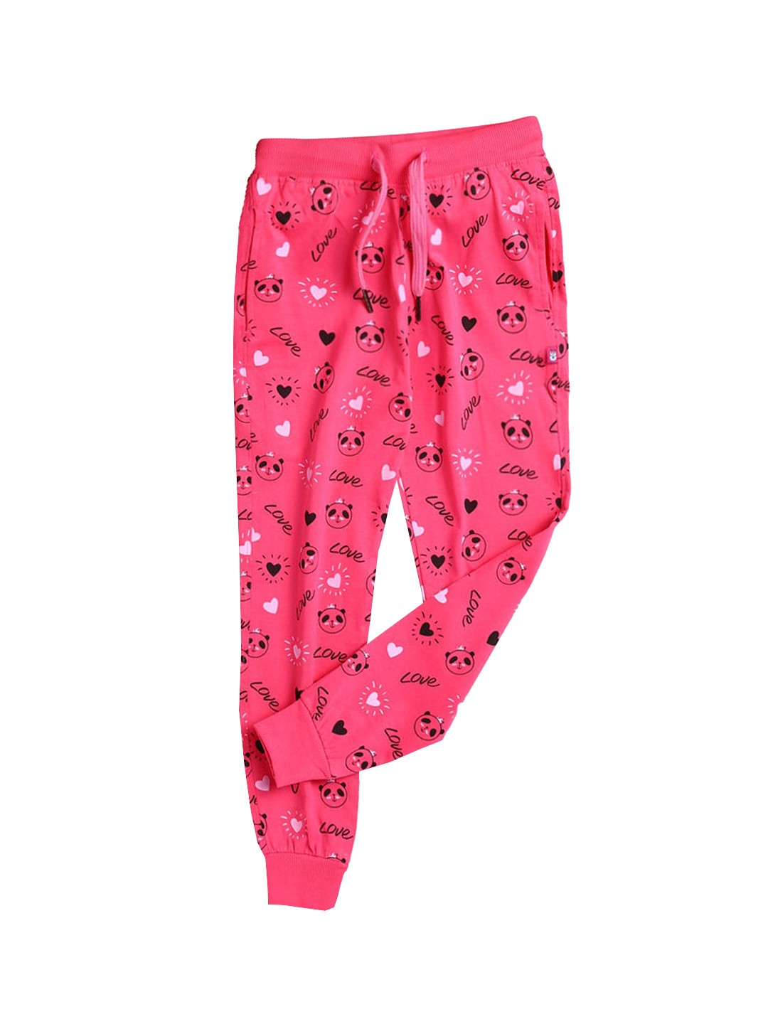 

Hopscotchb Girls Pink Graphic Printed Track Pants