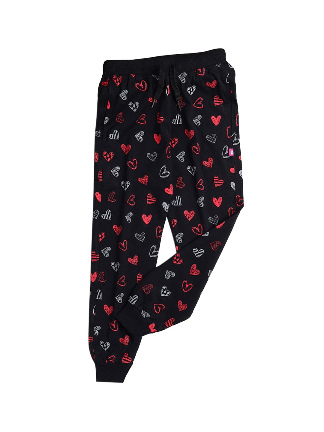 

Hopscotch Girls Black Heart Print Track Pants