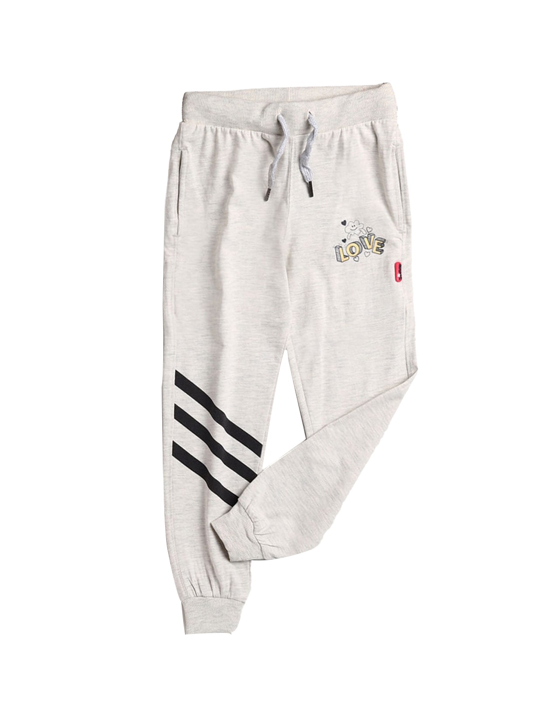 

Hopscotch Girls Grey Typography Printed Pure Cotton Track Pants