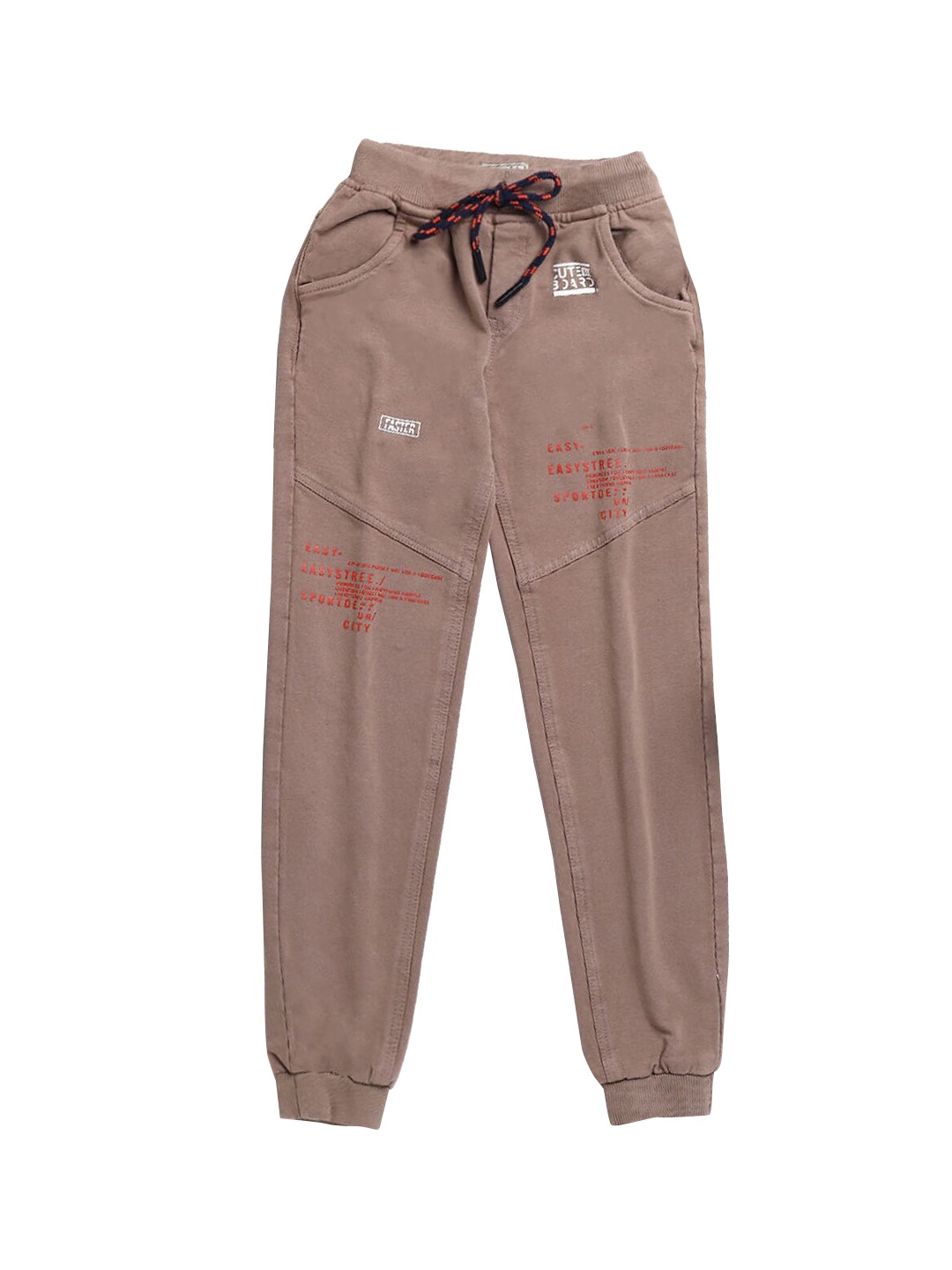

Hopscotch Boys Khaki Typography Printed Cotton Joggers