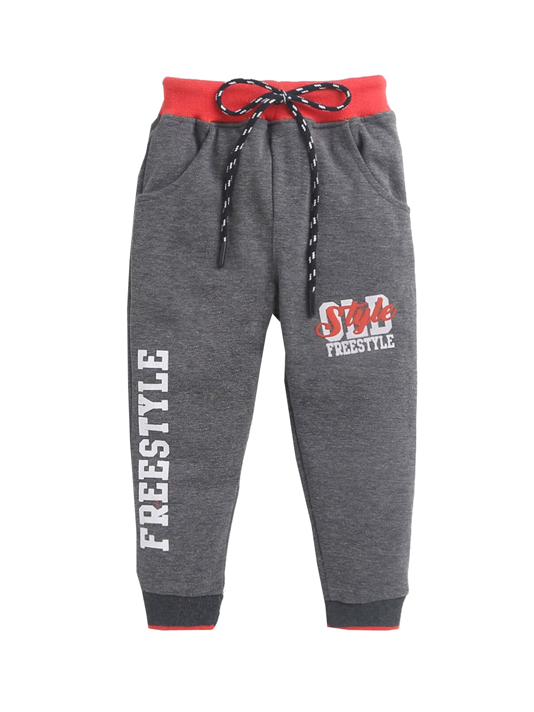 

Hopscotch Boys Grey Typography Printed Joggers