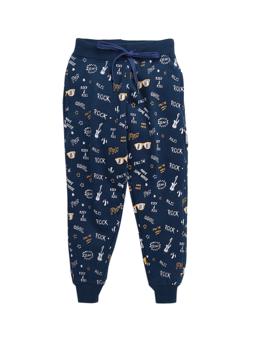 

Hopscotch Boys Navy Blue Typography Printed Pure Cotton Joggers