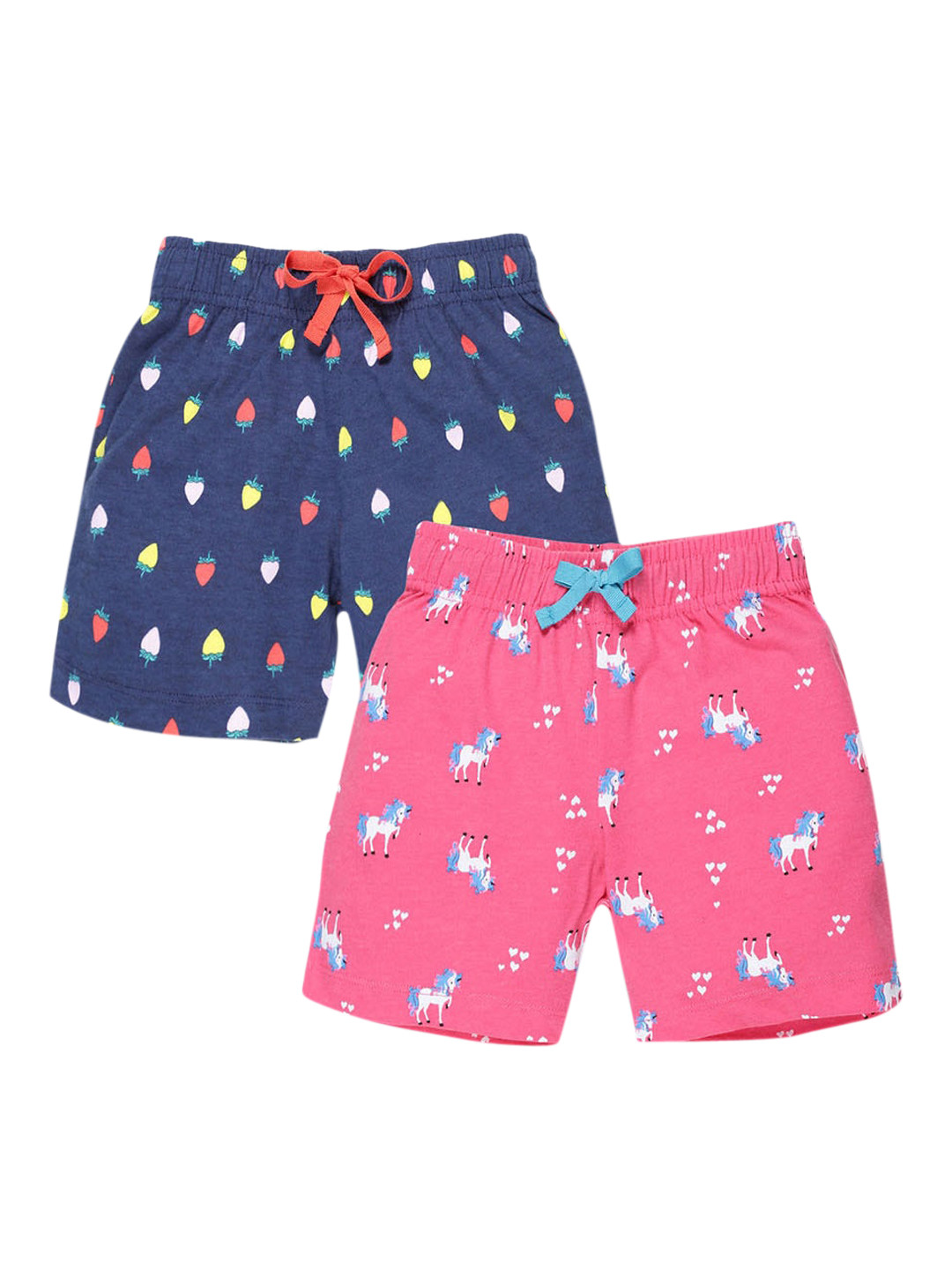 

Hopscotch Girls Navy Blue & Pink Printed Shorts