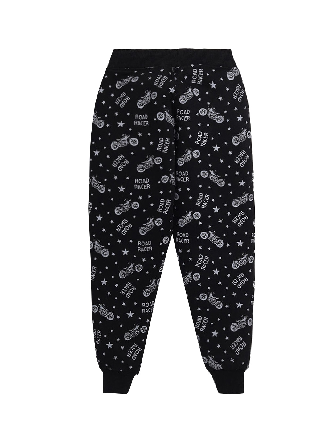 

Hopscotch Boys Black Conversational Printed Pure Cotton Joggers