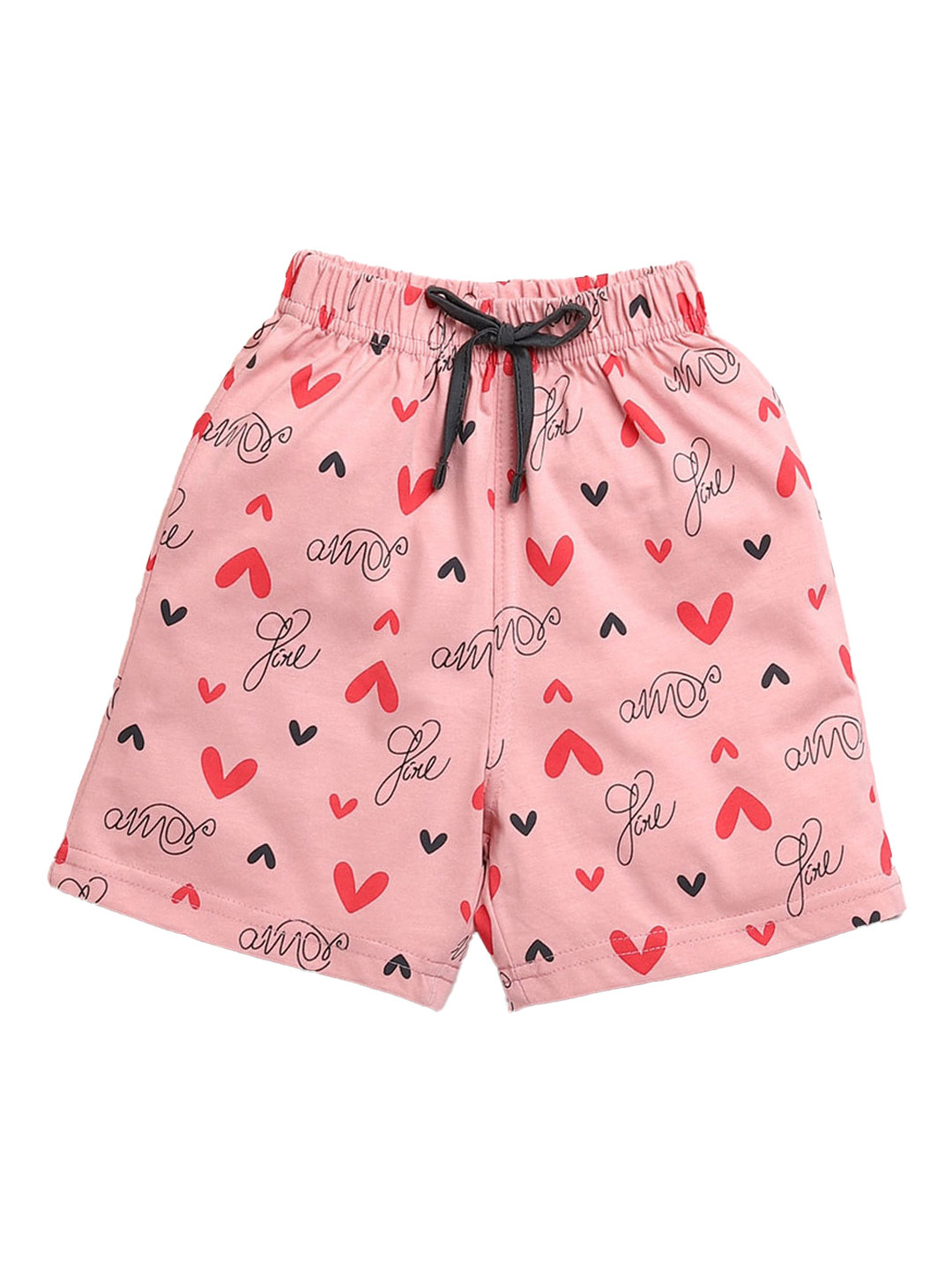 

Hopscotch Girls Pink Printed Shorts